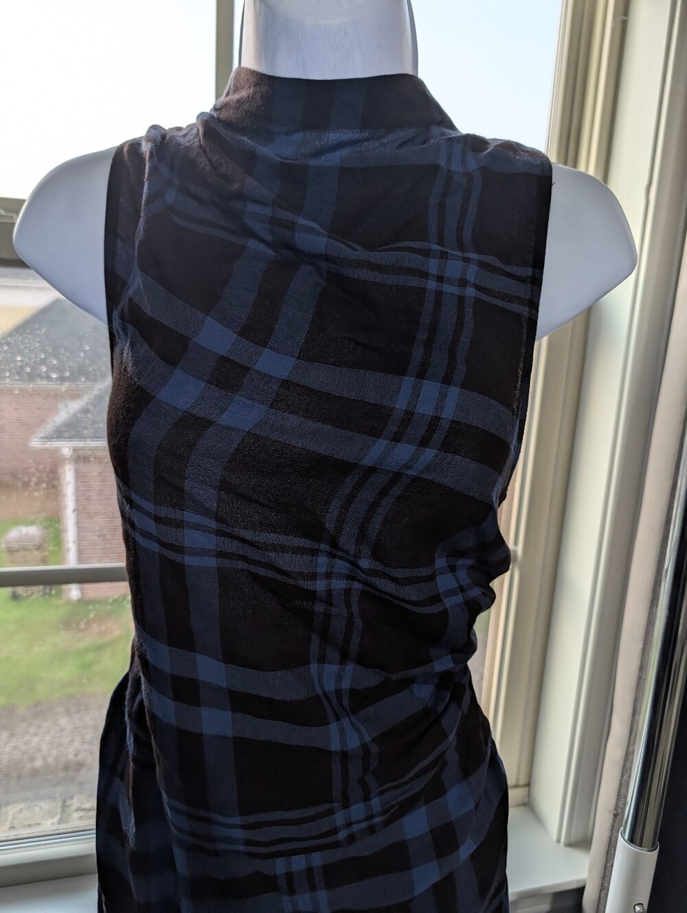 ALC Blue Plaid Iggy Dress - Asymmetrical Punk Sleeveless Maxi - Picture 8 of 16
